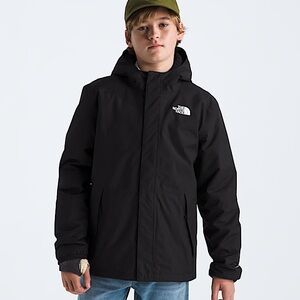 The North Face Kids Black Hooded Raincoat with Logo